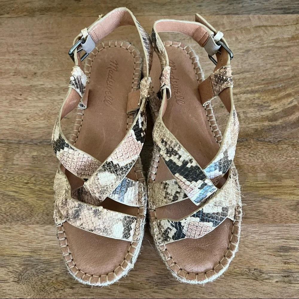 Madewell Malia Snakeskin Espadrille Sandals Size 6